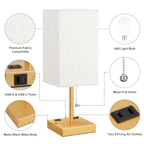 Gold Bedside Lamp for Bedroom