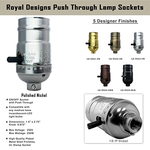 Push Through Lamp Socket for Incandescent or LED Bulbs