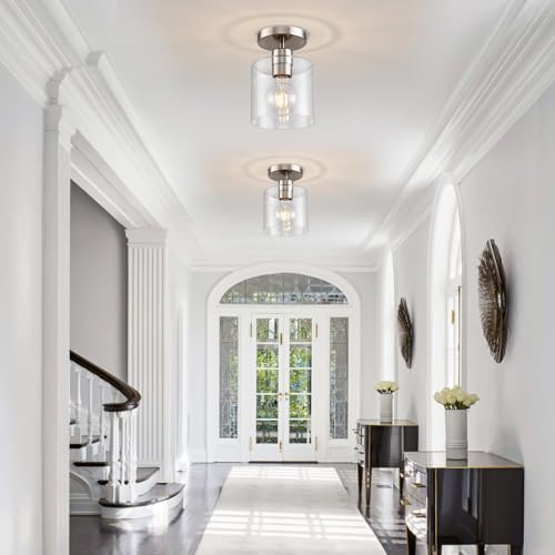 Brushed Nickel Semi Flush Mount Ceiling Light (2 Count)