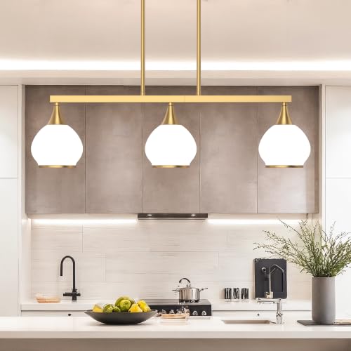 Brushed Gold Kitchen Island Linear Pendant Light