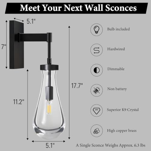 Raindrop Brass Crystal Wall Sconce