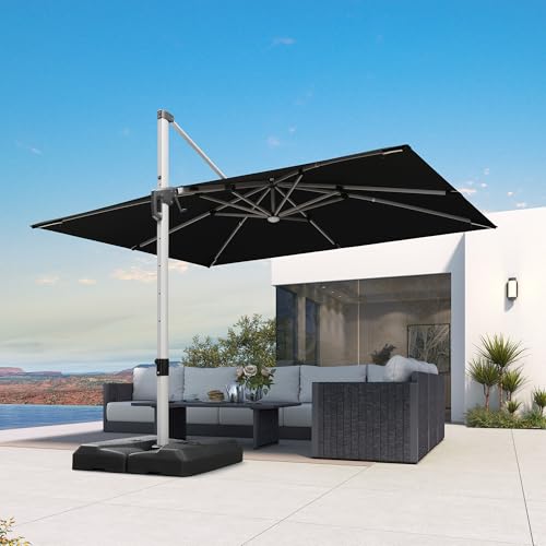 Patio Umbrella with Base Included 9' X 12' Solar Light
