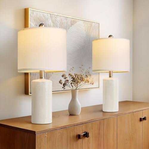 Small Table Lamps Set of 2 for Living Room 20.25" White Lamps Bedside Lamps (2 Count)