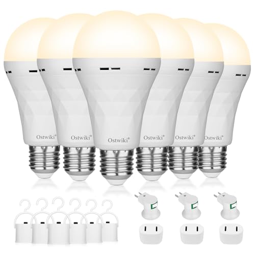 6 Pack Rechargeable Light Bulbs Led Battery Backup Bulb for Lamps (6 Count)