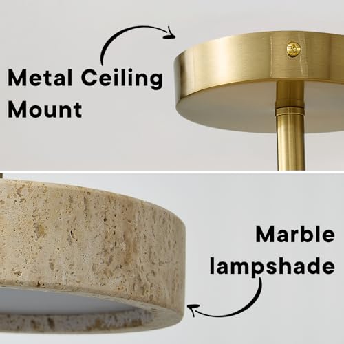 8Inch Travertine Flush Mount Ceiling Light