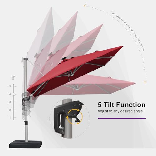 Cantilever Umbrella 9' X 12' Solar LED Light Patio Deck