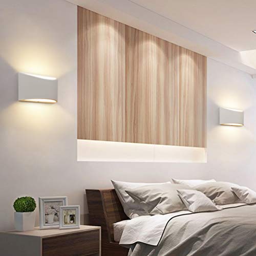 Aluminum Modern Indoor LED Wall Sconce Hardwired Interior Wall Lights Set of 2 Up and Down Wall Mount Light for Living Room Bedroom Hallway Corridor Warm White 3000K