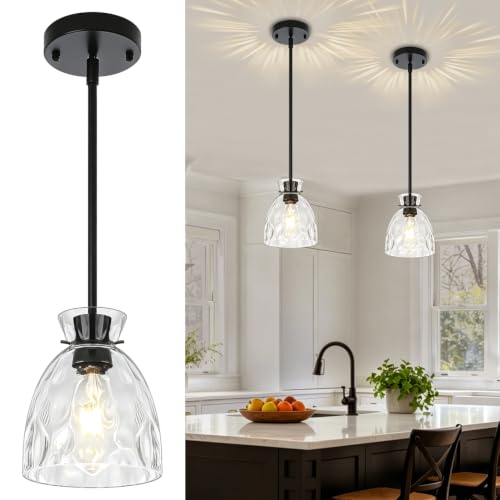 Modern Black Pendant Lights Kitchen Island 2 Pack Hanging Light 5.9"