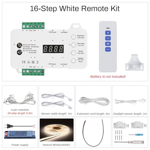 Smart Motion Sensor Stair Light 16 20 Step Staircase with Remote Controller Light Sensor 3000K LED Strip