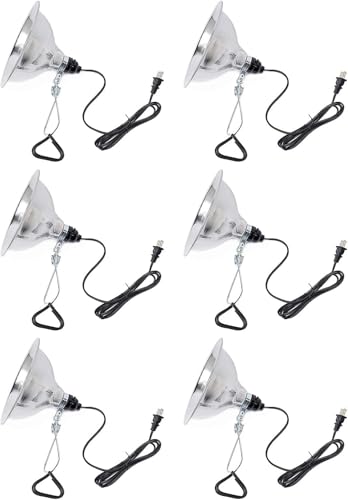 Clamp Lamp Light Socket with 8.5 Inch Aluminum Reflector (6 Count)