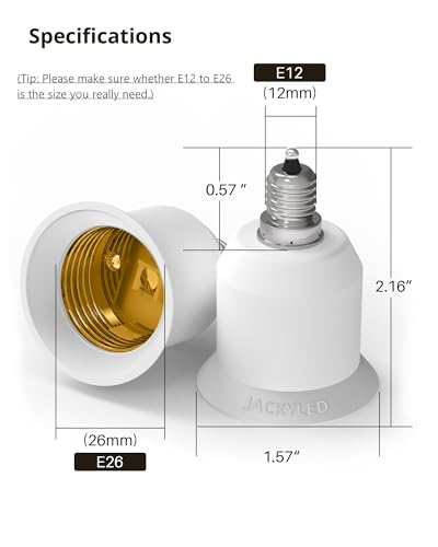 5 Pack E12 to E26 Adapter (5 Count)