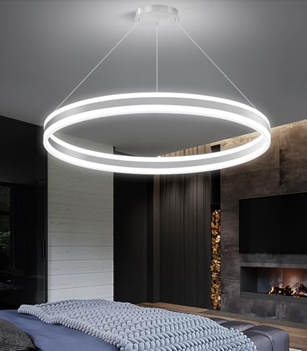 D31.5'' Modern Ring Chandelier for Dining Room LED Dimmable Pendant Lighting High Ceiling Chandelier for Living Room Foyer Bedroom Entryway 3000K