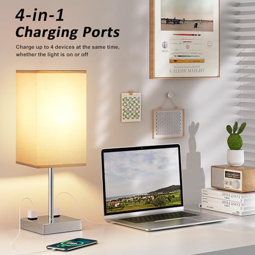 17.4" Grey Touch Table Lamp for Bedroom