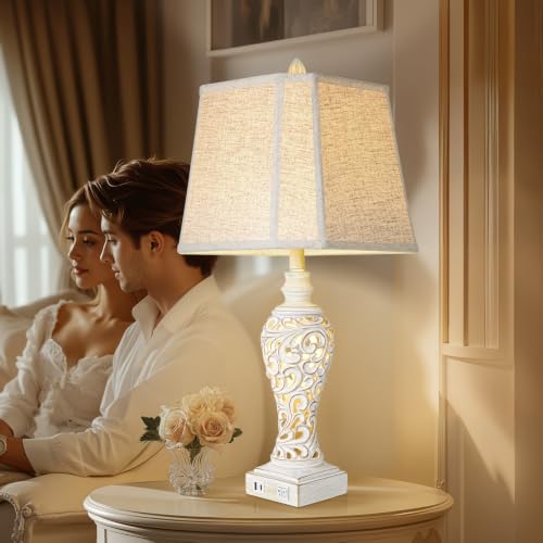Vintage Table Lamps with Nightligh Set of 2 for Living Room (2 Count)