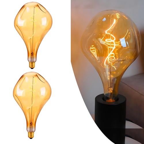 Oversized Irregular Vintage LEDEdison Bulbs Dimmable 2200K 5W Amber E26 2PK (2 Count)