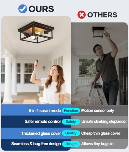 Motion Sensor Outdoor Ceiling Light with Remote