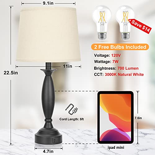 Bedroom Lamps for Nightstand (2 Count)