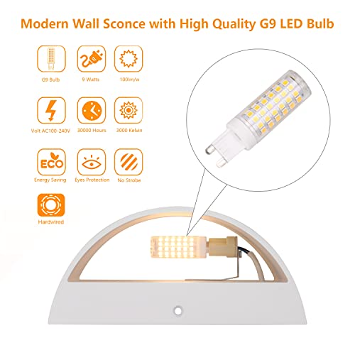 Aluminum Modern Indoor LED Wall Sconce Hardwired Interior Wall Lights Set of 2 Up and Down Wall Mount Light for Living Room Bedroom Hallway Corridor Warm White 3000K