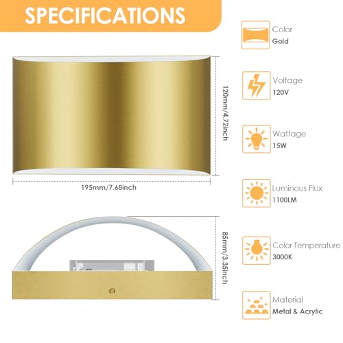 Modern LED Wall Sconces Set of 2 (2 Count)