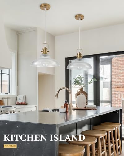 Gold Glass Pendant Lights Kitchen Island (2 Count)