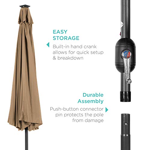 10ft Solar Polyester LED Lighted Patio Umbrella w (10 Feet)