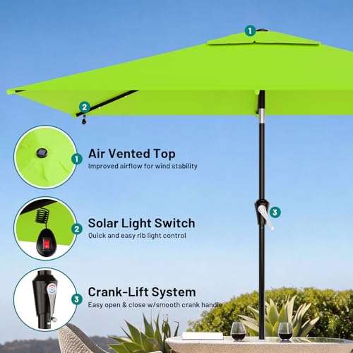 6.5' x 10' Rectangular Patio Umbrella with Solar Lights