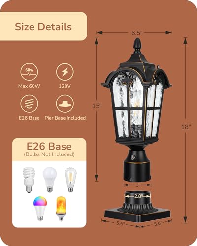 Dusk to Dawn Outdoor Post Light with Pier Mount Base