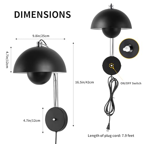 Mid Century Modern Bud Plug in Wall Sconces for Bedroom