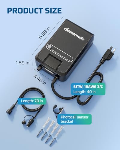 100W Low Voltage Transformer with Photocell Sensor & Timer