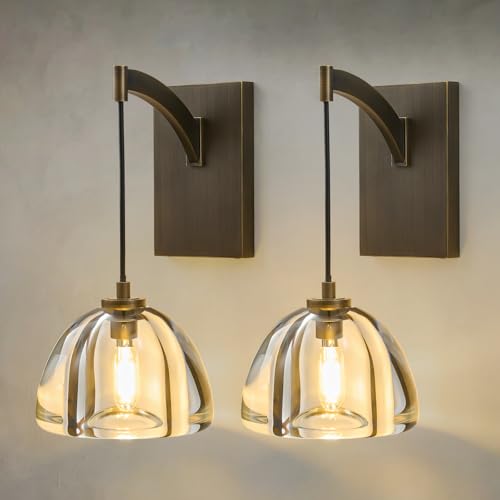 Crystal Brass Dome Wall Sconce (2 Count)