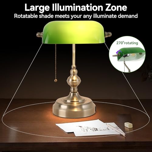 Green Glass Banker's Desk Lamp