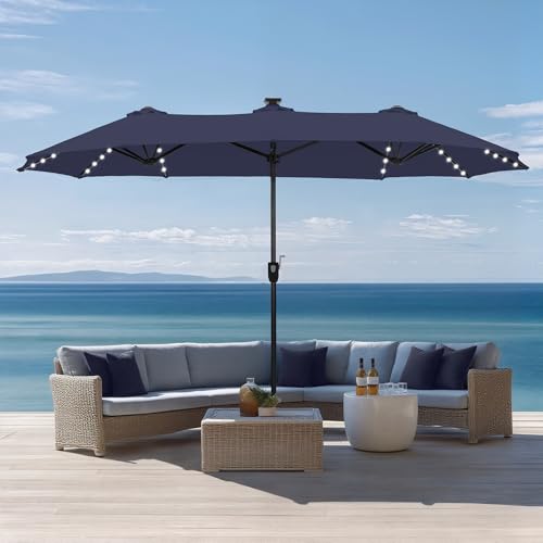 13ft Outdoor Patio Umbrella with Solar Lights