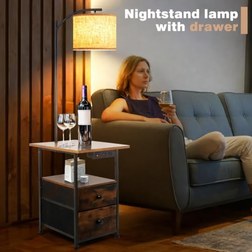 Floor Lamp with Table & 2 Drawers