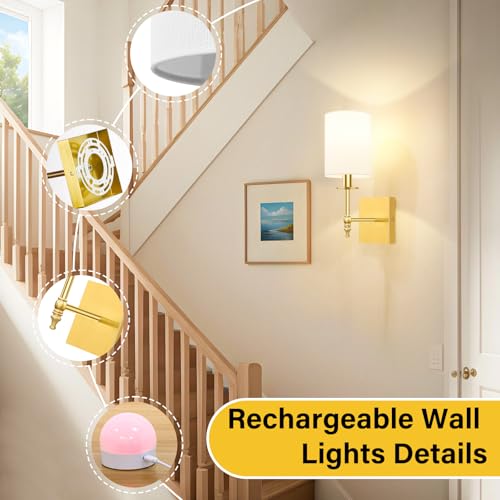 Gold Rechargeable Wall Lights with Remote