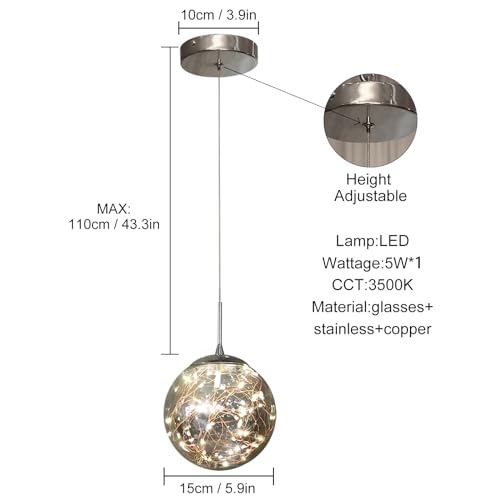 Modern Pendant Light Fixtures for Kitchen Island Sphere Pendant Light Small Hanging Crystal Chandelier for Bedroom Entryway Living Room Foyer Hallway LED Chandeliers for Dining Room (127 Count)