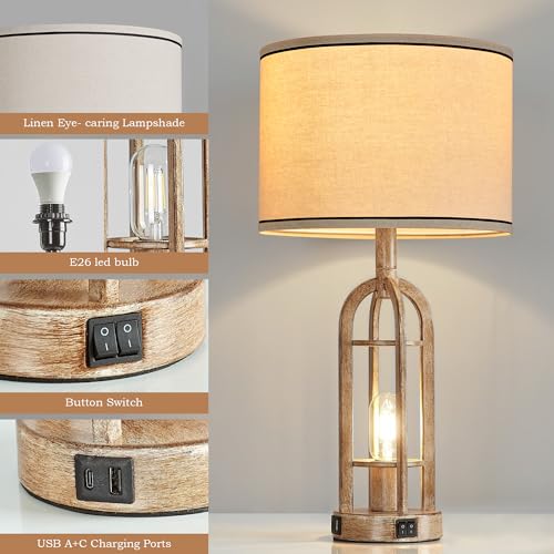 Farmhouse Table Lamps for Living Room End Table Set of 2 (2 Count)