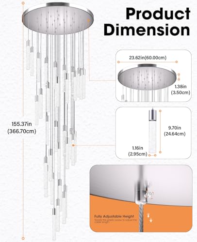 36 Light Modern LED Crystal Chandeliers for Living Room Entryway