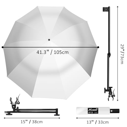UPF 50+ Beach Umbrella with Adjustable Universal Clamp