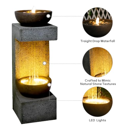 34h Modern Outdoor Water Fountain with Rain Curtain