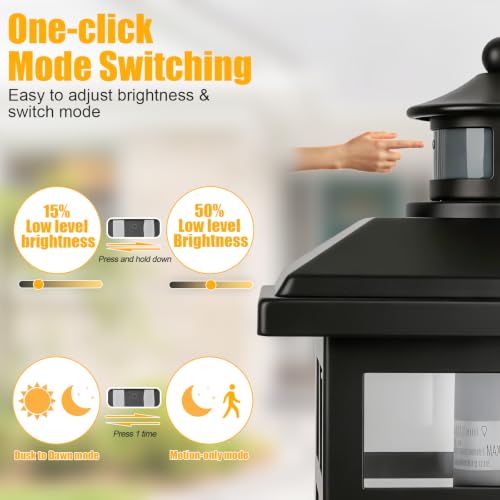 16" Black Motion Sensor Wall Sconce Light for House