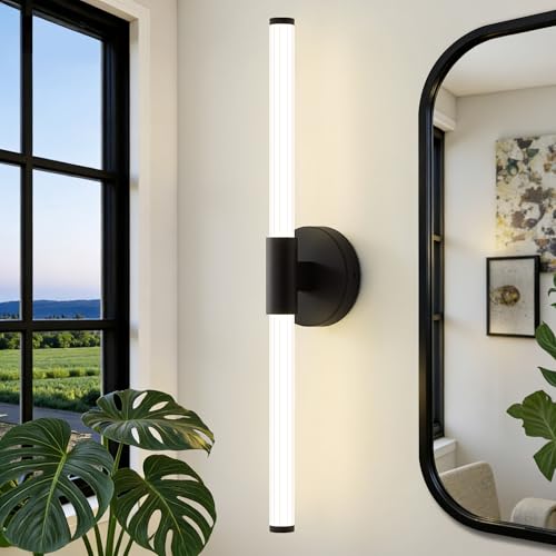 LED Bathroom Vanity Lights Black Modern Wall Sconce 24"