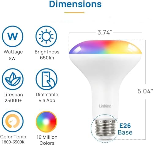 Matter BR30 Smart Light Bulbs (4 Count)