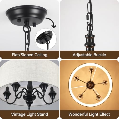 5 Light Drum Chandelier for Dining Room