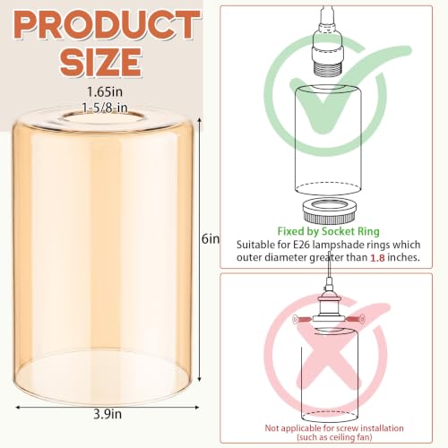 6 Pack Amber Glossy Glass Lamp Shade 1 (6 Count)