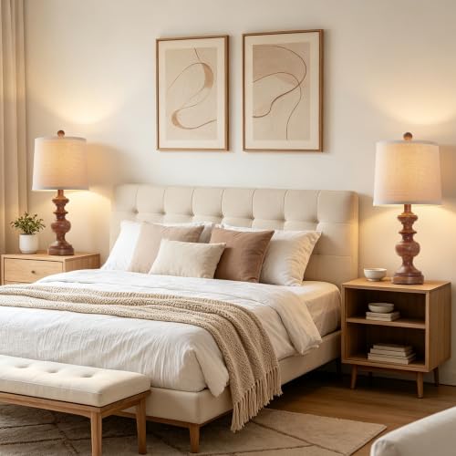 Farmhouse Table Lamp Set of 2 (Wood Grain)