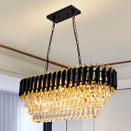Modern Crystal Chandelier Black and Gold 10