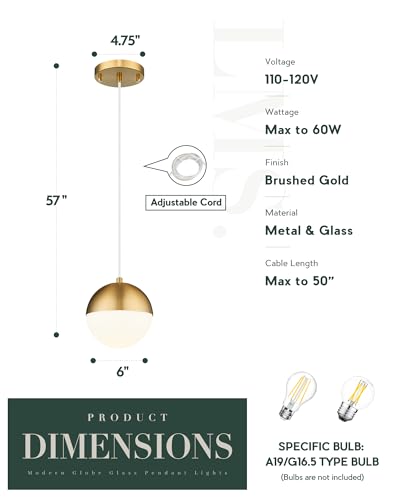 6 inch Brushed Gold Pendant Light Fixtures