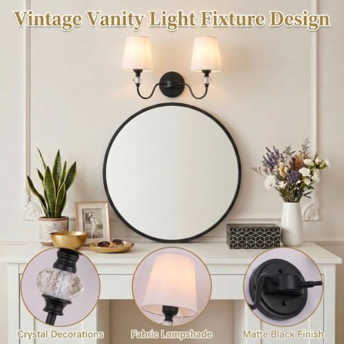 2 Light Vintage Bathroom Vanity Light Fixtures Over Mirror