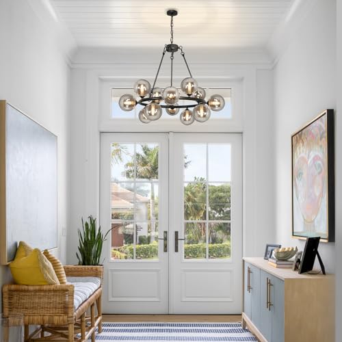 Wagon Wheel Chandelier Modern Sputnik Globe Dining Room Light Fixture 32''