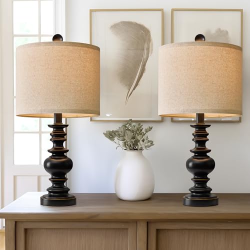 20" Table Lamp Set of 2 for Bedroom Living Room Vintage Rustic Traditional Nightstand Bedside Lamps（Suitable for Decorating Small Areas） (2 Count)